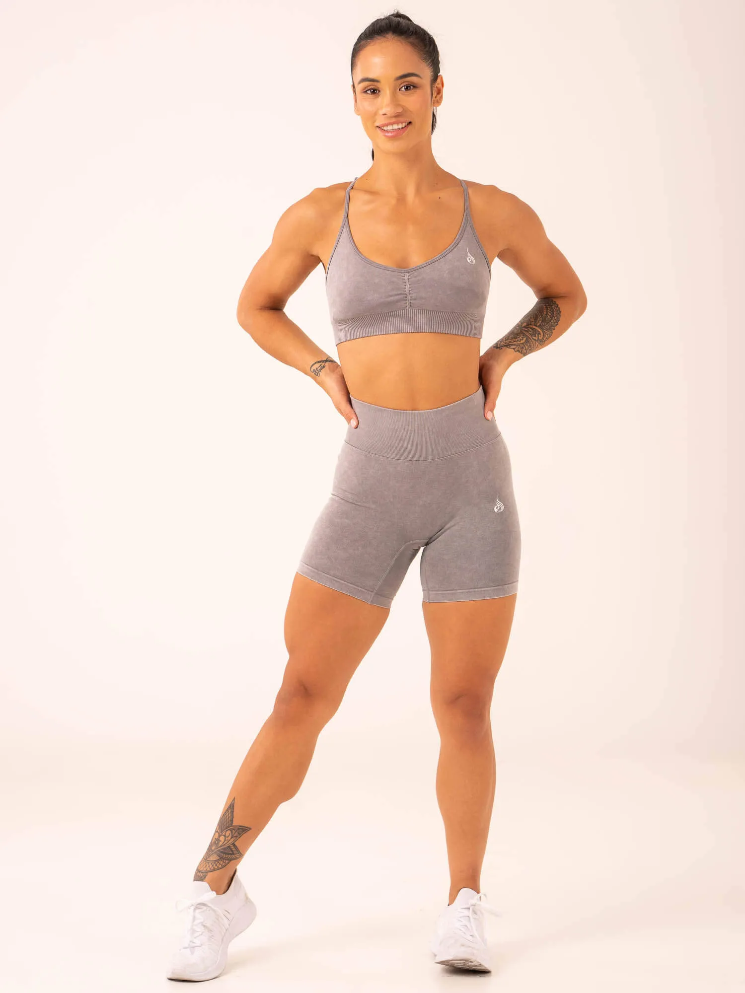 Stonewash Seamless Sports Bra - Grey Stonewash