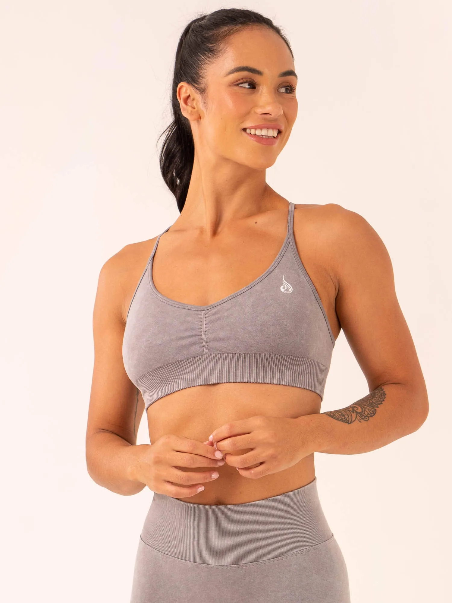 Stonewash Seamless Sports Bra - Grey Stonewash