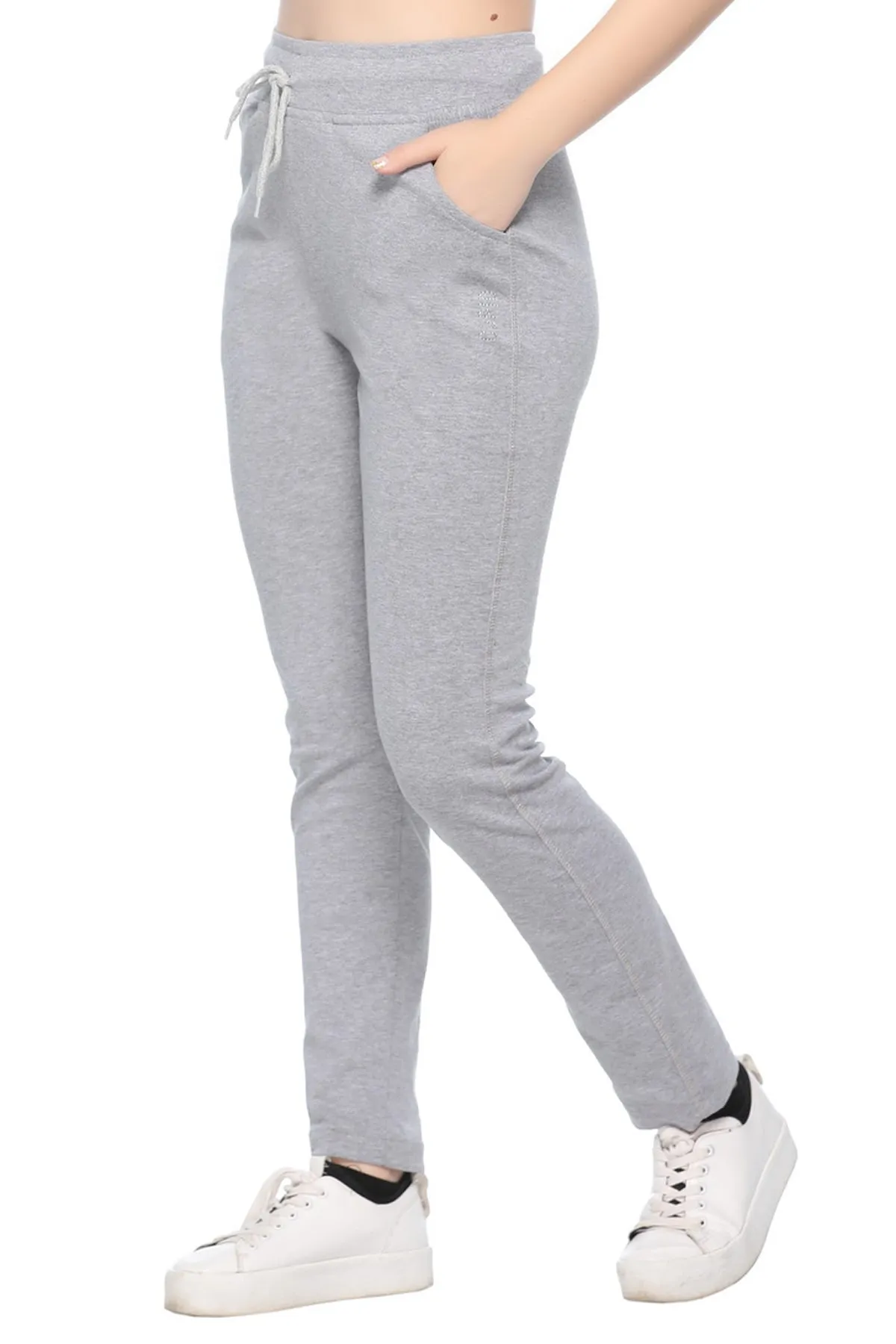 Stretchable Track Pants For Women - Cotton Lycra Activewear - Pack of 2 (Grey & Maroon)