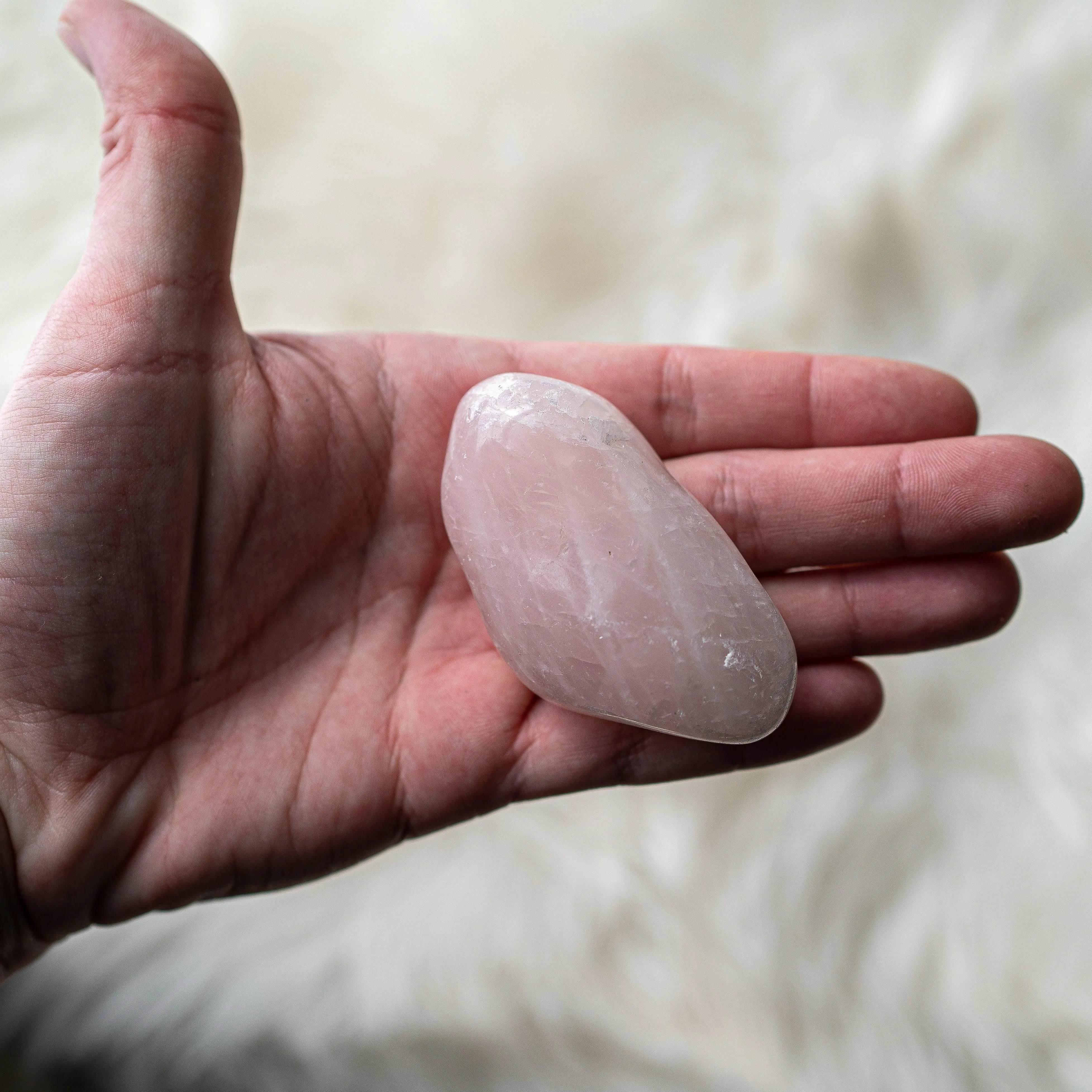 Sweet Pink Rose Quartz B Grade from Brazil~ Medium Hand Held Palm Stone