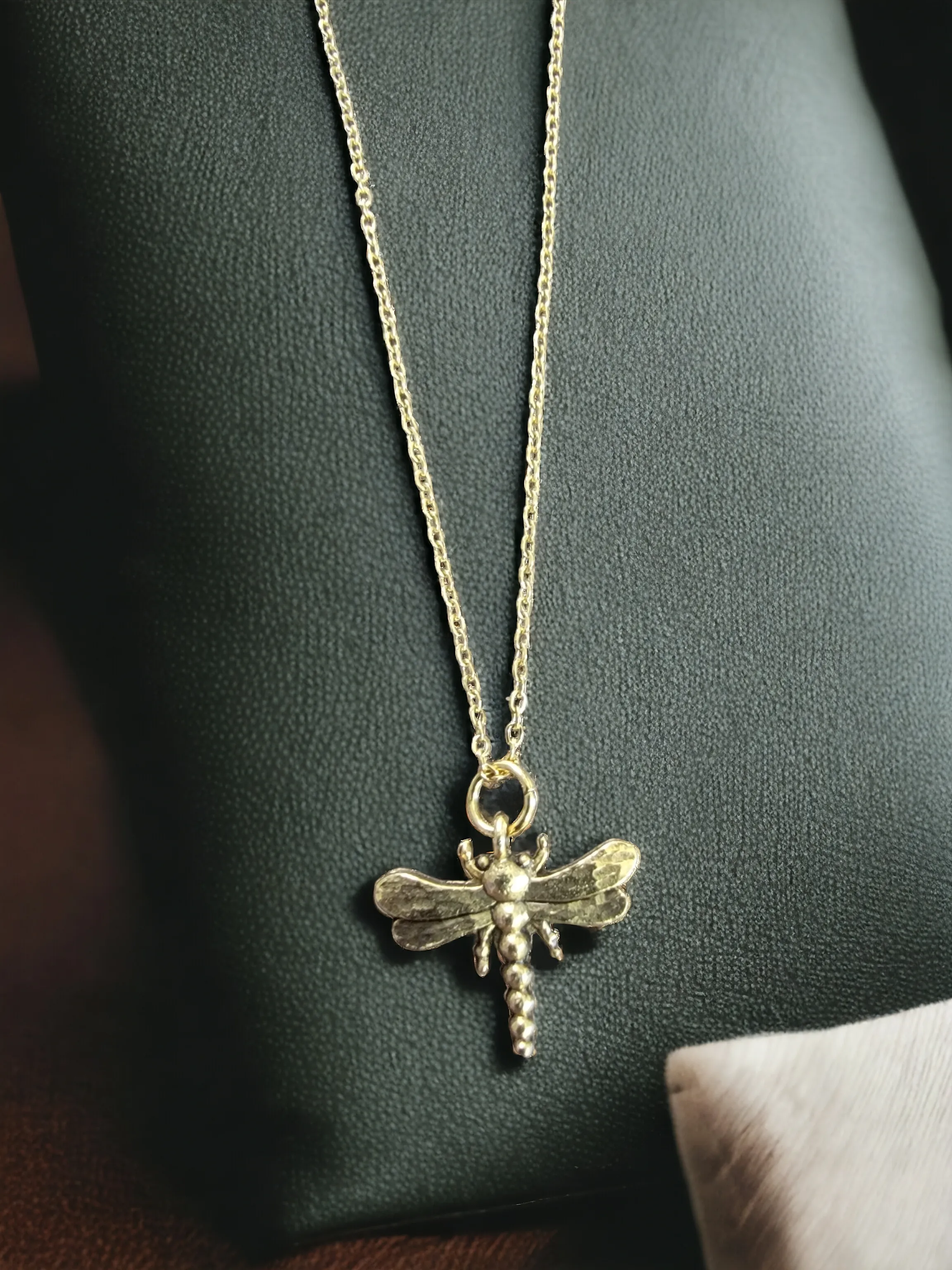 Take Flight with Grace: Gold-Plated Dragonfly Charm Necklace for Nature Lovers