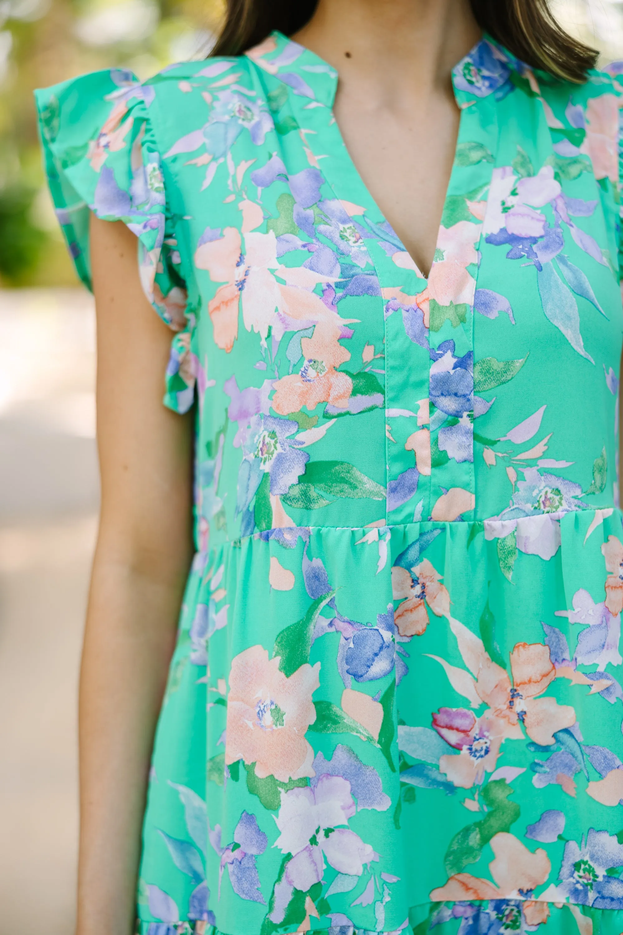 Tell Me More Green Floral Midi Dress