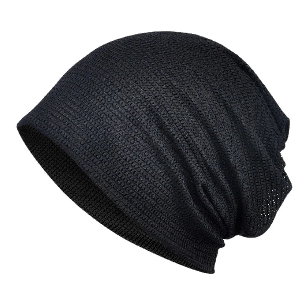 Thin Beanie Hat Solid Color Mesh Breathable HairBand Scarf Multifunctional