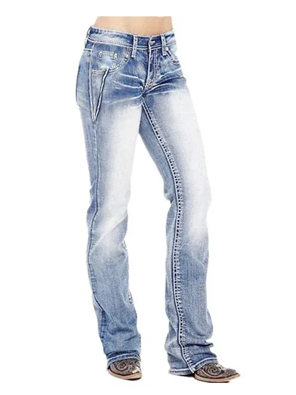 Versatile High-Waisted Distressed Denim Jeans for Women