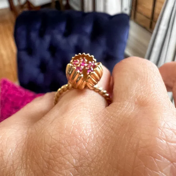 Vintage Ruby Tulip Ring