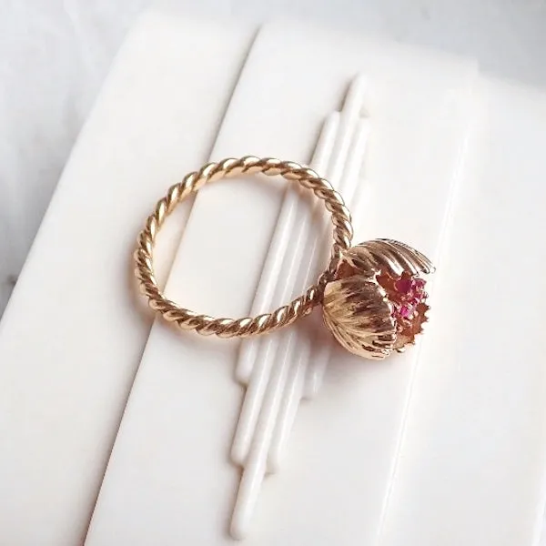 Vintage Ruby Tulip Ring