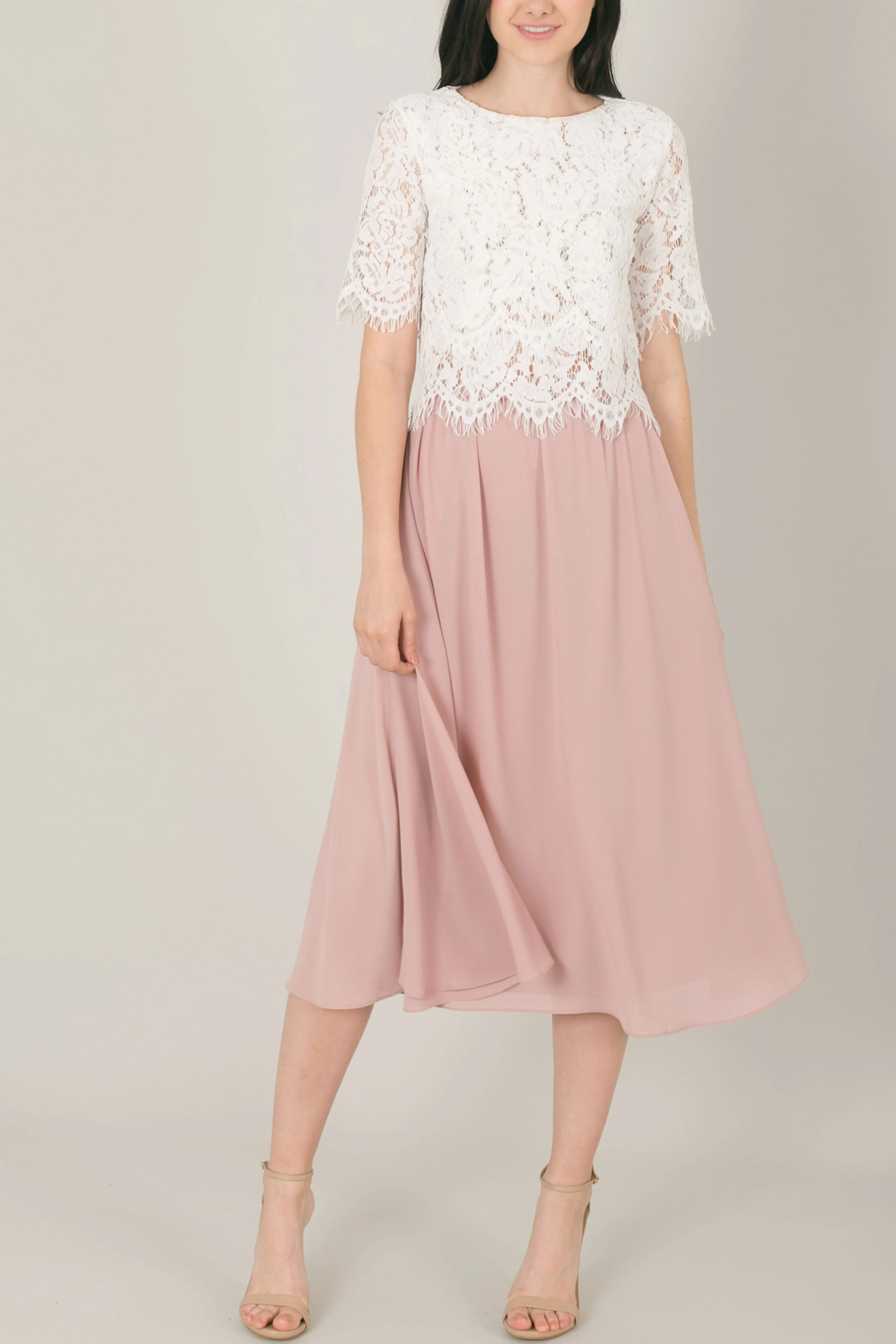 Wedding Bells Crop Lace Top in White