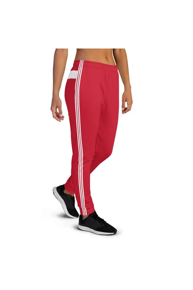 White Band & Stipe on Red Women's Joggers