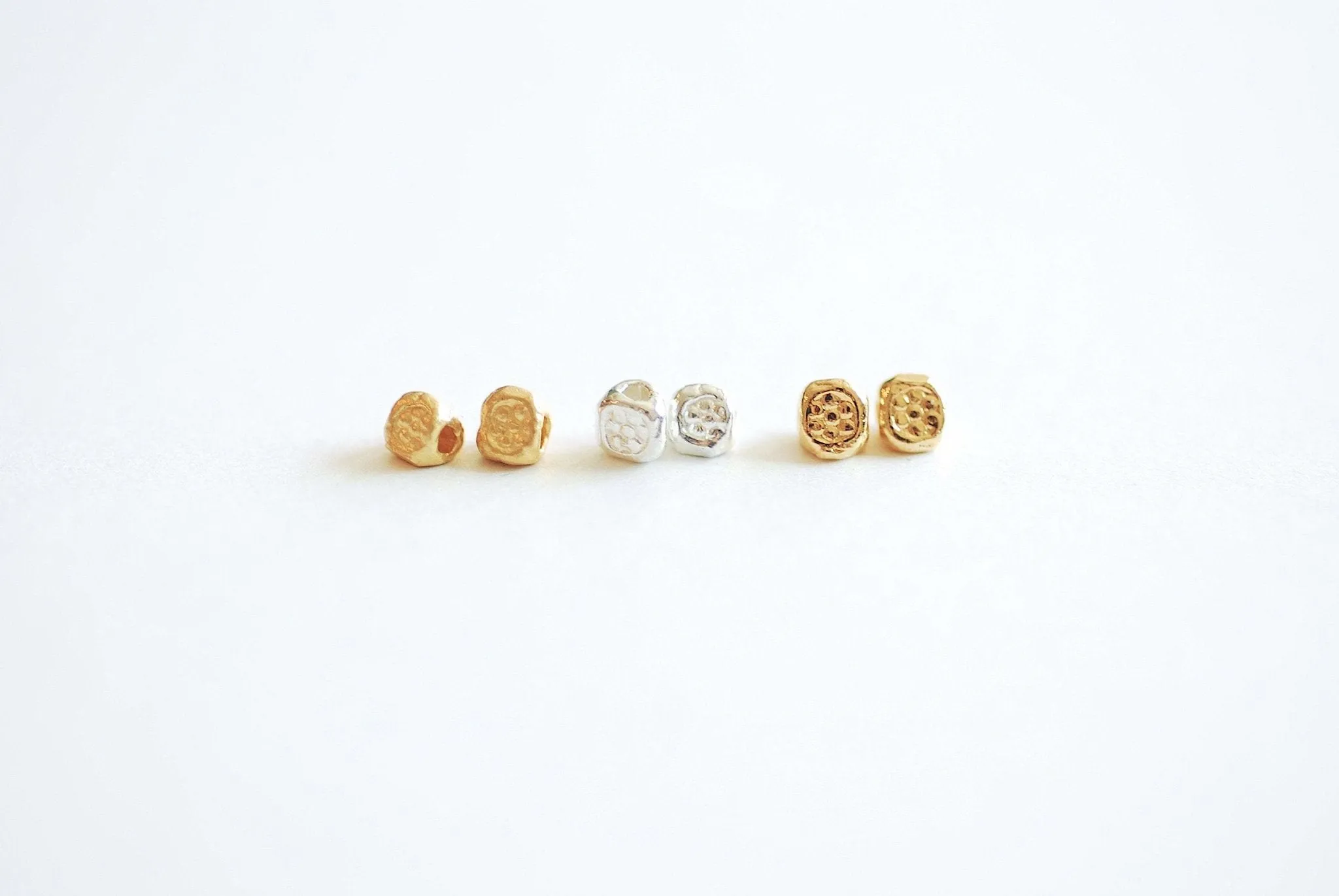 Wholesale 5 pieces Tiny nuggets bead - Vermeil Gold, 22k Gold plated over 925 Sterling Silver, irregular beads, faceted gold beads, flower beads, 444