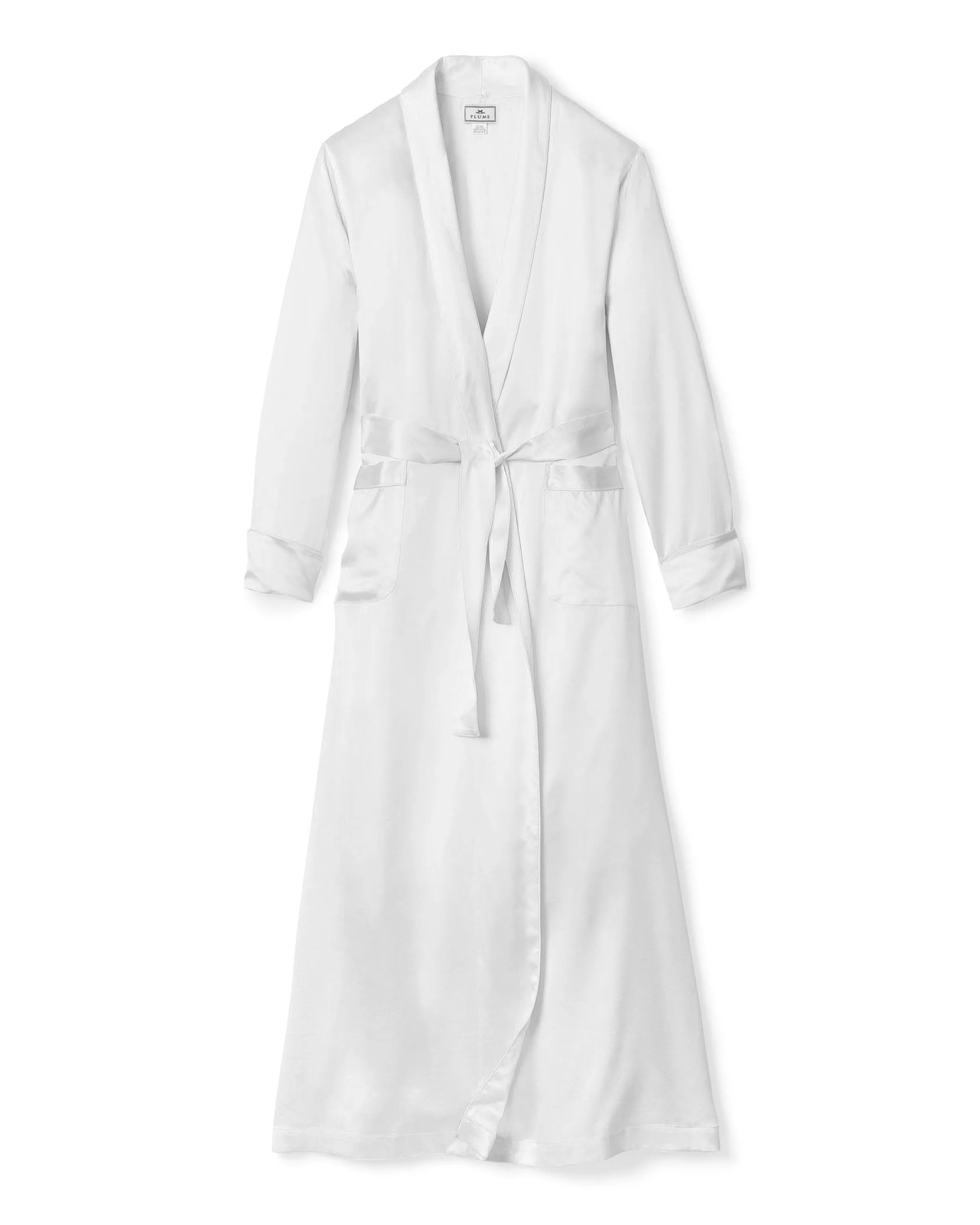 Women's Silk Long Robe in White